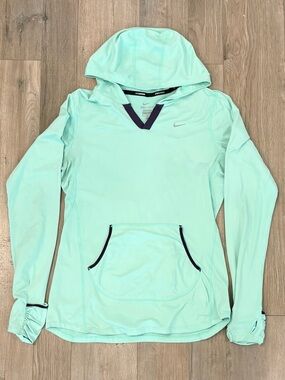 Nike Running Light Aqua Dri-Fit Hoodie with Purple Trim